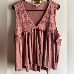 Lucky Brand Mauve Lace Tank Top